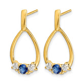 14k 1/3 carat Lab Grown Diamond VS/SI+ G+ and Created Sapphire Complete Dangle Teardrop Earrings